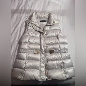 Lauren Ralph Lauren ivory quilted puffer vest with gold-tone accents